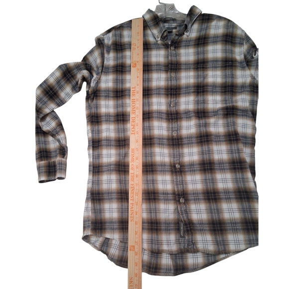 EUC Eddie Bauer Sz. M Brown/White Long Sleeved Casual Button Down Shirt - Picture 5 of 10
